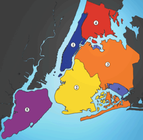 Map 5 Boroughs Of New York
